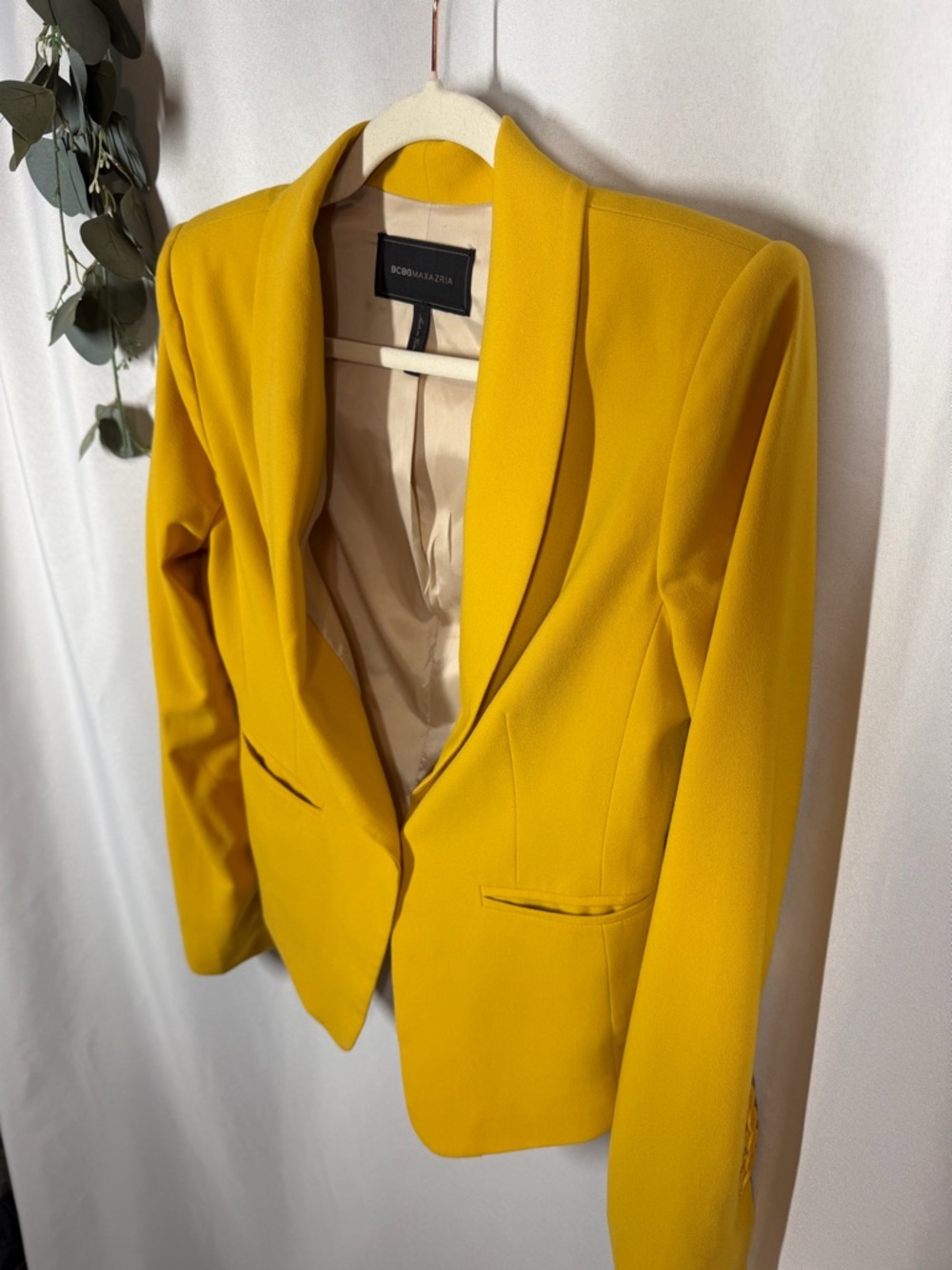 BCBGMAXAZRIA | Bowie Blazer Jacket Yellow Women's Size Small - Picture 4 of 13